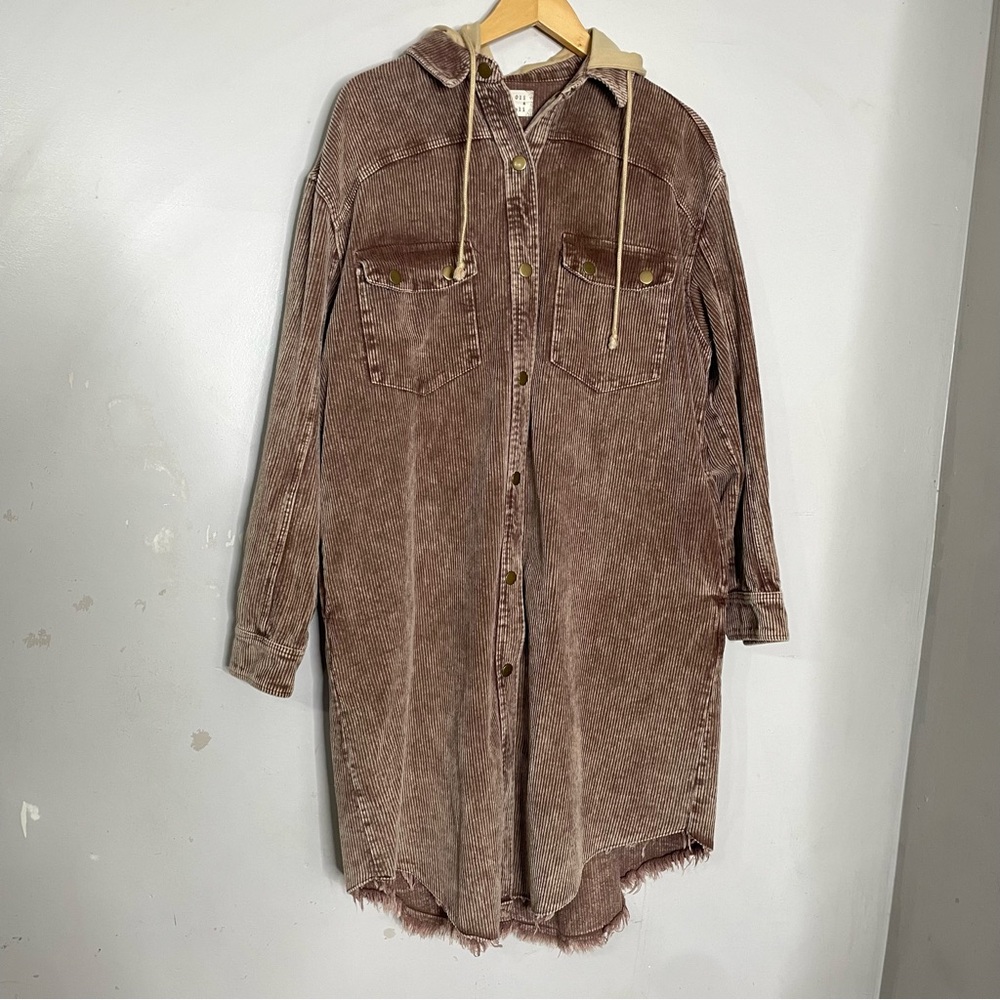 Oli & Hali Corduroy Hooded Long Jacket Western Size Medium - Picture 2 of 6